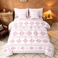 thumbnail image 1 of Manfei Boho Aztec Tribal Twin Bedding, Bohemian Geometric Bedding Comforter Set, Blush Pink, Pink Reversible 7-Piece, 1 of 6