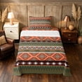 thumbnail image 1 of Manfei Boho Aztec Twin Sheets, Tribal Geometric Bedding, Multicolor Orange, Black Reversible 3 Pieces1 Flat Sheet + 1 Fitted Sheet + 1 Pillowcase, 1 of 6