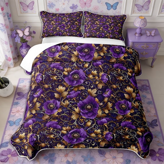 Manfei Boho Blossom Twin Quilt Set 2 Pieces,Vintage Damask Twin Coverlet Set,1 Bedspread and 1 Pillowcase