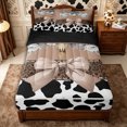thumbnail image 1 of Manfei Boho Bow Damask Zipper Full Size Comforter Sets with Fitted Sheet and 2 Pillowcases,Western Bull Skull Flowers Zipper Bedding Set,White Taupe,Reversible, 1 of 7