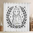 thumbnail image 1 of Manfei Boho Cat Moon Kitchen Curtains, Vintage Leaf Pklnt Black Out Curtains Pack of 2 (42x63 Each), Black White, 1 of 6