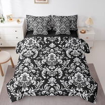 Manfei Boho Damask Adult Twin Bedding Sets 7-Piece, Retro Western Flower Print Bedding Comforter Set, Mandala Bohemian Style Reversible Sheet Sets, Microfiber Bedroom Decor