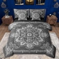 thumbnail image 1 of Manfei Boho Exotic Style 7pcs Bedding Comforter Set,Retro Victorian Floral Queen Bedding Sets,Gray Baroque Flower Queen Sheet Sets For Adults,Microfiber Bedroom Decor Reversible, 1 of 8