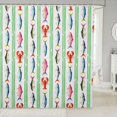 thumbnail image 1 of Manfei Boho Fish Striped Shower Curtain 72Wx84L, Watercolor Marine Bathroom Shower Curtain, Green White, 1 of 5