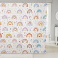 thumbnail image 1 of Manfei Boho Floral Rainbow Shower Curtain 72Wx84L, Love Heart Star Bathroom Shower Curtain, White Orange, 1 of 5