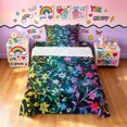 thumbnail image 1 of Manfei Boho Floral Twin Sheets, Rainbow Flower Plant Bedding, Navy Blue, 3pcs, 1 Flat Sheet, 1 Fitted Sheet and 1 Pillowcase, 1 of 6