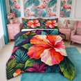 thumbnail image 1 of Manfei Boho Flowers Full Size Comforter Sets 3-Piece,Hawaiian Tropical Botanical Bedding Comforter Set,1 Comforter and 2 Pillowcases,Reversible, 1 of 6