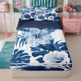 thumbnail image 1 of Manfei Boho Flowers Zipper Queen Comforter Set with Fitted Sheet and 2 Pillowcases,Hawaiian Tropical Botanical Zipper Bedding Set,Reversible, 1 of 7