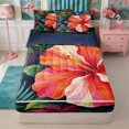 thumbnail image 1 of Manfei Boho Flowers Zipper Twin Comforter Sets with Fitted Sheet and 2 Pillowcases,Hawaiian Tropical Botanical Zipper Bedding Set,Reversible, 1 of 7