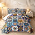 thumbnail image 1 of Manfei Boho Geometric Check Twin Quilt Set,Dreamy Floral Twin Coverlet Set,2 Pieces,1 Bedspread and 1 Pillowcase, 1 of 7