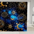 thumbnail image 1 of Manfei Boho Golden Sun Moon Shower Curtain 72Wx78L,Celestial Blue Nebula Bath Curtain, 1 of 5