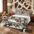 thumbnail image 1 of Manfei Boho Hippie Aztec Queen Sheets 4 Pieces,Abstract Cow Print Queen Sheet Sets,Teal Red Black,1 Flat Sheet,1 Fitted Sheet and 2 Pillowcases, 1 of 6