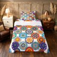 thumbnail image 1 of Manfei Boho Mandala Twin Sheets, Hippie Floral Bedding, Multicolor White, Gray Reversible 3pcs1 Flat Sheet + 1 Fitted Sheet + 1 Pillowcase, 1 of 6