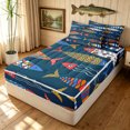 thumbnail image 1 of Manfei Boho Pike Fish Zipper Queen Comforter Set with Fitted Sheet and 2 Pillowcases,Tribal Rustic Animal Zipper Bedding Set, Navy, Blue Reversible, 4 Pieces, 1 of 7