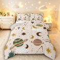 thumbnail image 1 of Manfei Boho Planets Pattern Queen Comforter Set,Minimalist Stars Moon Comforter Sets Queen,Beige Brown Green,Light Gray Reversible,3-Piece,1 Comforter and 2 Pillowcases, 1 of 7