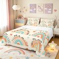 thumbnail image 1 of Manfei Boho Rainbow Bed Sheets, Doodle Heart Print Full Size Sheets, Cream, 4-Piece, 1 Flat Sheet, 1 Fitted Sheet and 2 Pillowcases, 1 of 6
