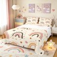 thumbnail image 1 of Manfei Boho Rainbow Bed Sheets, Star Planet Full Size Sheets, Beige, 4 Pieces, 1 Flat Sheet, 1 Fitted Sheet and 2 Pillowcases, 1 of 6