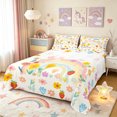 thumbnail image 1 of Manfei Boho Rainbow Queen Sheets, Strawberry Floral Queen Sheet Sets, Cream Pink, 4-Piece, 1 Flat Sheet, 1 Fitted Sheet and 2 Pillowcases, 1 of 6