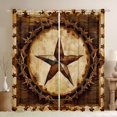 thumbnail image 1 of Manfei Boho Stars Kitchen Curtains,Rustic Farmhouse Lodge Black Out Curtains Pack of 2 (42x63 Each),Cream Brown, 1 of 6