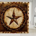 thumbnail image 1 of Manfei Boho Stars Shower Curtain 72Wx78L,Rustic Farmhouse Lodge Bath Curtain,Cream Brown, 1 of 5