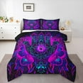 thumbnail image 1 of Manfei Boho Style Flower King Size Comforter Sets,Retro Bohemian Floral Bedding Comforter Set,Purple Blue Bedding Set For Girl Boy,Luxury Bedroom Decor Reversible,3-Piece, 1 of 8