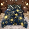 thumbnail image 1 of Manfei Boho Sun Full Size Comforter Sets,bohemian Exotic Style Bedding Comforter Set,Gold Stars Print Bedding Sets For Men Women,Breathable Home Decor Reversible,3 Pieces, 1 of 8