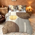 thumbnail image 1 of Manfei Boho Sun and Leaf Twin Bedding, Mid Century Geometric Bedding Comforter Set, Brown and Beige, Reversible 7pcs, 1 of 6