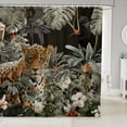 thumbnail image 1 of Manfei Boho Tiger Shower Curtain 72Wx72L, Western Floral Leaf Bathroom Curtain, Brown Green, 1 of 5