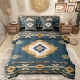 thumbnail image 1 of Manfei Boho Western Aztec 7-Piece Twin Bedding Sets for Adult, Teal Triangle Abstract Bedding Comforter Set, Rustic Farmhouse Reversible Sheet Sets, Breathable Home Decor, 1 of 8