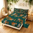 thumbnail image 1 of Manfei Boho Western Tiger Bed Sheets, Cartoon Animal Full Size Sheets, Teal Brown, 4pcs, 1 Flat Sheet, 1 Fitted Sheet and 2 Pillowcases, 1 of 5