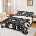 thumbnail image 1 of Feelyou Bohomian Damask Twin Sheet Sets, Gothic Halloween Twin Fitted Sheet, Hippie Moon Sun Flat Sheet, Breathable Bedroom Decoration, 3-Piece, 1 of 7