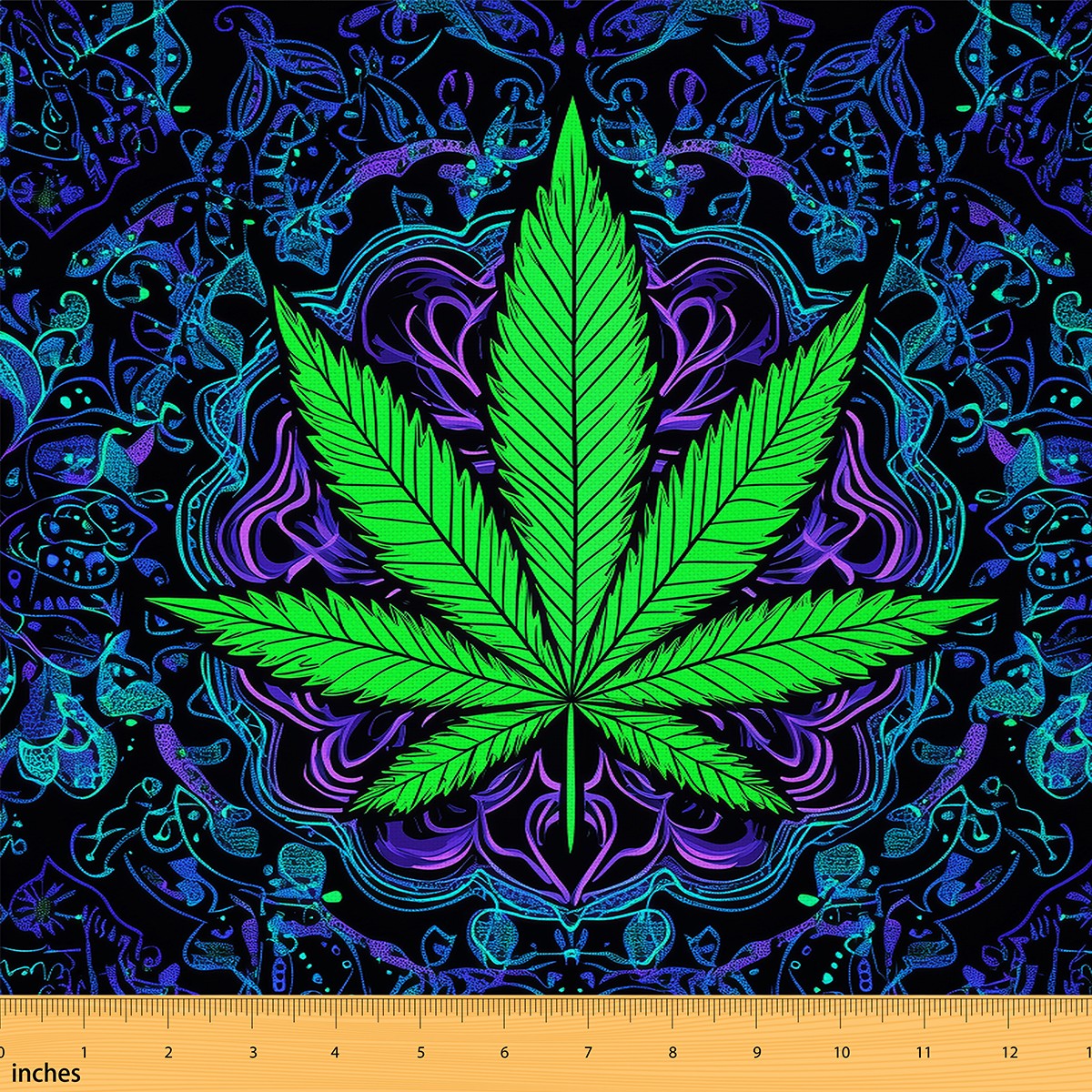 Manfei Rug Manfei Botanical Green Leaf Sewing & Crafting Fabric (2 Yards), Hippie ...