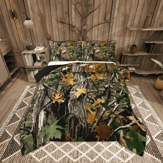 Manfei Botanical Plant Bedding Toddler Comforter Set, Brown Branches Down Comforter, Fall Leaves Bedding Sets Toddler with Comforter, Ultra Soft Room Decoration, 2 Pieces Reversible