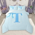 thumbnail image 1 of Manfei Bow Bowknot Ribbon Bedding Comforter Set,Fairy Tale Theme Twin Comforter Sets,Blue First Letter T Bedding Set For Girls,Super Cozy Room Decor Reversible,2 Pieces, 1 of 9