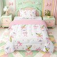 thumbnail image 1 of Manfei Bow Knot Ribbon Twin Comforter Sets,Cartoon Goblet Print Bedding Set,Pink Reversible,2-Piece,1 Comforter and 1 Pillowcase, 1 of 7