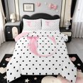 thumbnail image 1 of Manfei Bow Letter Print C Queen Comforter Set,Minimalist Geometric Polka Dot Comforter Sets Queen,Pink Reversible,3-Piece,1 Comforter and 2 Pillowcases, 1 of 7