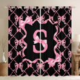 thumbnail image 1 of Manfei Bow Letter S Curtains Pack of 2 (42x84 Each) for Girls, Pink Initial Ribbon Curtains Blackout, 1 of 6