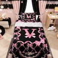 thumbnail image 1 of Manfei Bow Letter V Twin Sheet Sets for Girls, Pink Initial Ribbon Bedding, 3 Pieces, 1 of 5