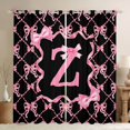 thumbnail image 1 of Manfei Bow Letter Z Blackout Curtains Set of 2 (52x84 Each) for Girls, Pink Initial Ribbon Window Curtains, 1 of 6