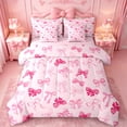 thumbnail image 1 of Manfei Bow Tie Ribbon 7-Piece Twin Bedding Sets,Kawaii Cartoon Bowknot Bedding Comforter Set,Cute Pink Bowtie Sheet Sets For Girl,Super Cozy Room Decor Reversible, 1 of 8