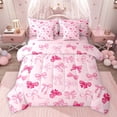 thumbnail image 1 of Manfei Bow Tie Ribbon 7-Piece Twin Bedding Sets,Kawaii Cartoon Bowknot Bedding Comforter Set,Cute Pink Bowtie Sheet Sets For Girl,Super Cozy Room Decor Reversible, 1 of 8