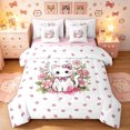 thumbnail image 1 of Manfei Bowknot Kitten Twin Bedding, Cartoon Blossoms Flower Bedding Comforter Set, Pink, Pink Reversible, 7 Pieces, 1 of 6