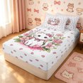 thumbnail image 1 of Manfei Bowknot Kitten Zipper Twin Comforter Sets with Fitted Sheet and 2 Pillowcases, Cartoon Blossoms Flower Zipper Bedding Set, Pink, Pink Reversible, 4 Pieces, 1 of 7