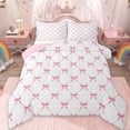 thumbnail image 1 of Manfei Bowknot Ribbon Bedding Comforter Set,Cartoon Bow Tie Twin Comforter Sets,Pink White Bedding Set For Girls,Microfiber Bedroom Decor Reversible,2 Pieces, 1 of 7