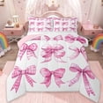 thumbnail image 1 of Manfei Bowknot Ribbon Queen Comforter Set,Cartoon Bow Tie Bedding Sets,White Pink Bedding Comforter Set For Girls,Microfiber Bedroom Decor Reversible,3pcs, 1 of 7