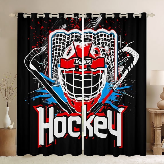 Manfei Boye Hoskey Helmet Curtains Pack of 2 (42x84 Each),Watercolor Splashing Ink Curtains Blackout,Red Black Blue Bedroom Curtains For Boys Kids,Luxury Bedroom Decor