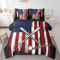 thumbnail image 1 of Manfei Boys Baseball 7pcs Queen Bedding,Grunge American Flag Bedding Comforter Set Queen,Sports Theme Decor,Black Reversible, 1 of 7