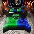 thumbnail image 1 of Manfei Boys Basketball Queen Comforter Set, Teens Sports Bedding Sets, Green Blue Gradient Basketball Court Bedding Comforter Set, Microfiber Bedroom Decor, 3-Piece Reversible, 1 of 8