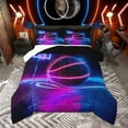 thumbnail image 1 of Manfei Boys Basketball Queen Comforter Set, Teens Sports Bedding Sets, Pink Blue Gradient Basketball Court Bedding Comforter Set, Luxury Bedroom Decor, 1 of 8