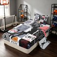 thumbnail image 1 of Manfei Boys Basketball Twin Sheets, Sport Plaid Bedding, Black Red 3-Piece(1 Flat Sheet, 1 Fitted Sheet and 1 Pillowcase), 1 of 6